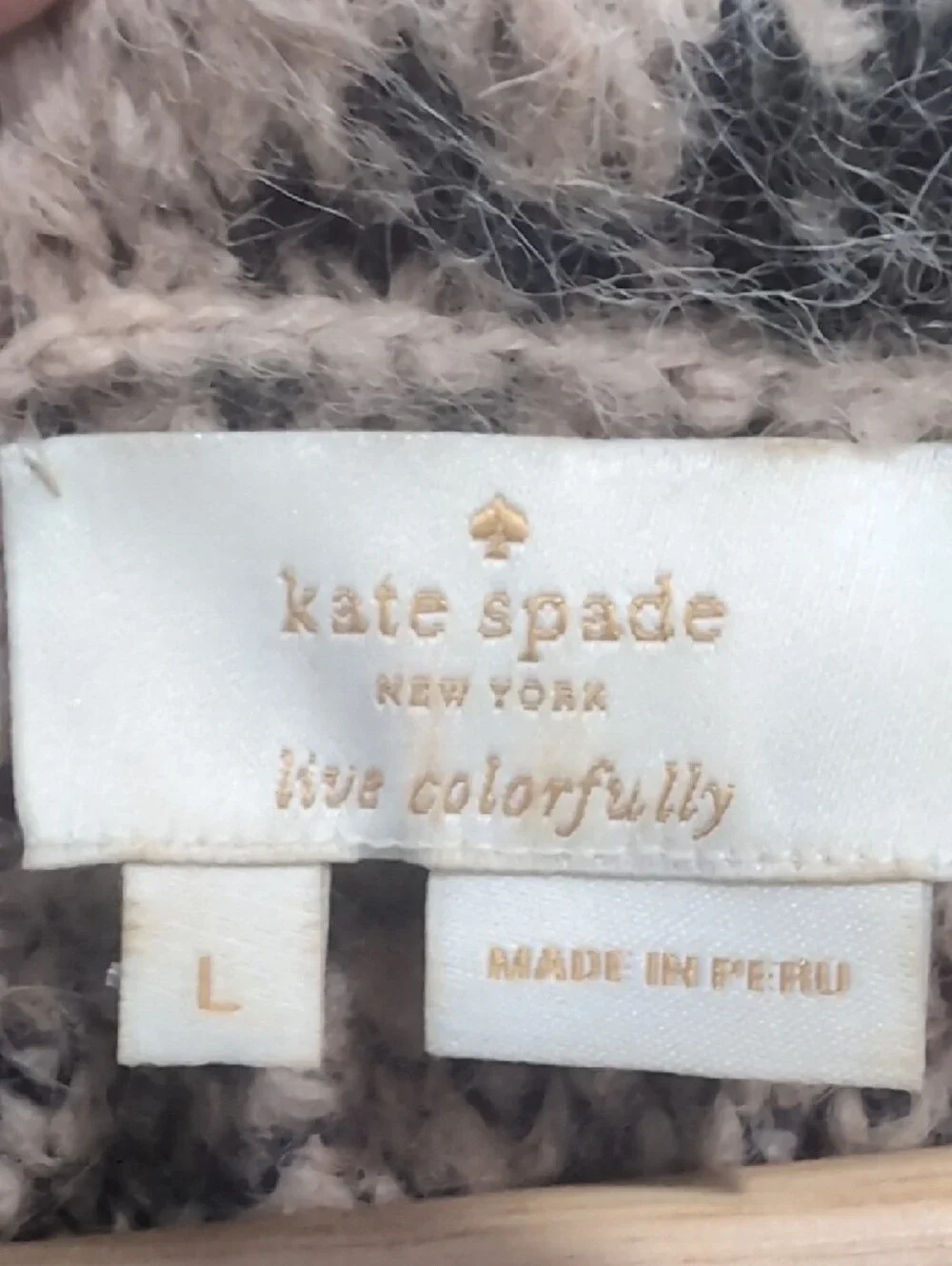 Kate Spade Leopard Print Chunky Sweater Cowl Neck Alpaca/Wool Size Large